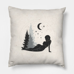 Forest Moon Woman Pillow
