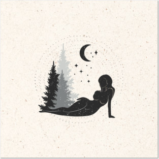 Forest Moon Woman Posters and Art