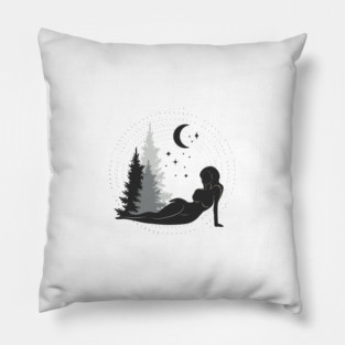 Forest Moon Woman Pillow