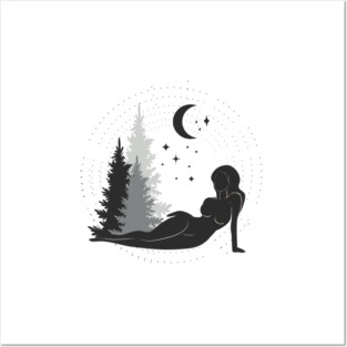 Forest Moon Woman Posters and Art