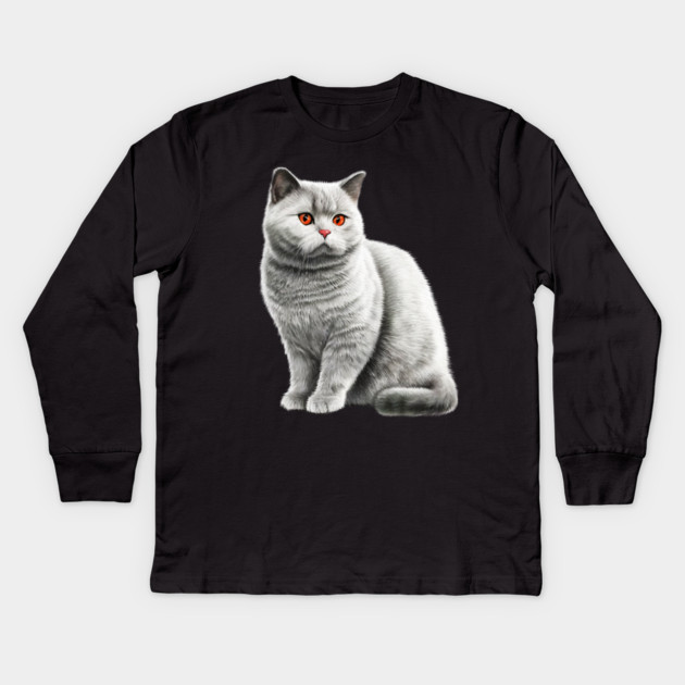 British Shorthair Cat, Love British Shorthair Cats Kids Long Sleeve T-Shirt by logiamerch