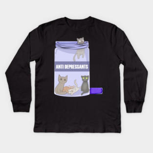 Funny Cat Lover Anti Depressants, Love Kittens Kids Long Sleeve T-Shirt