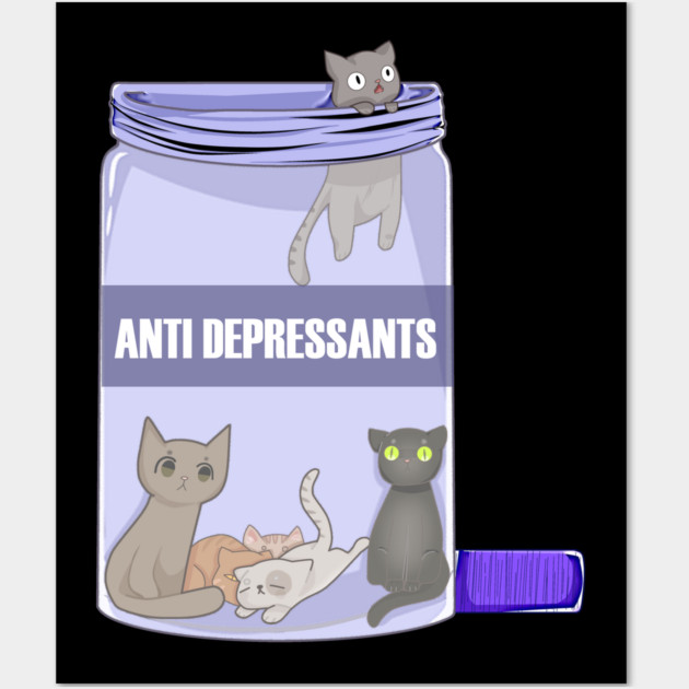 Funny Cat Lover Anti Depressants, Love Kittens Wall Art by logiamerch