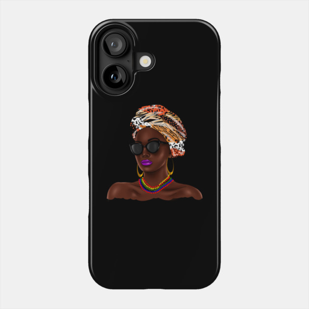African Melanin Woman, African Pattern, Black Beauty Phone Case by logiamerch