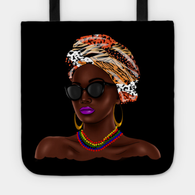 African Melanin Woman, African Pattern, Black Beauty Tote by logiamerch