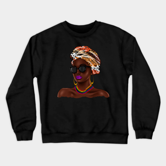 African Melanin Woman, African Pattern, Black Beauty Crewneck Sweatshirt by logiamerch