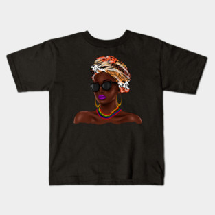 African Melanin Woman, African Pattern, Black Beauty Kids T-Shirt
