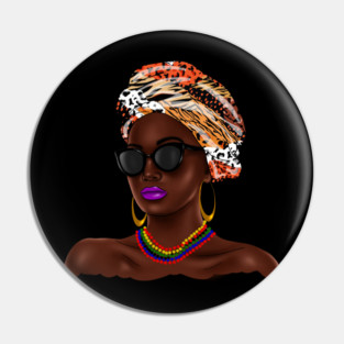 African Melanin Woman, African Pattern, Black Beauty Pin