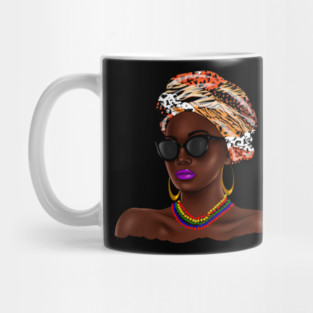 African Melanin Woman, African Pattern, Black Beauty Mug