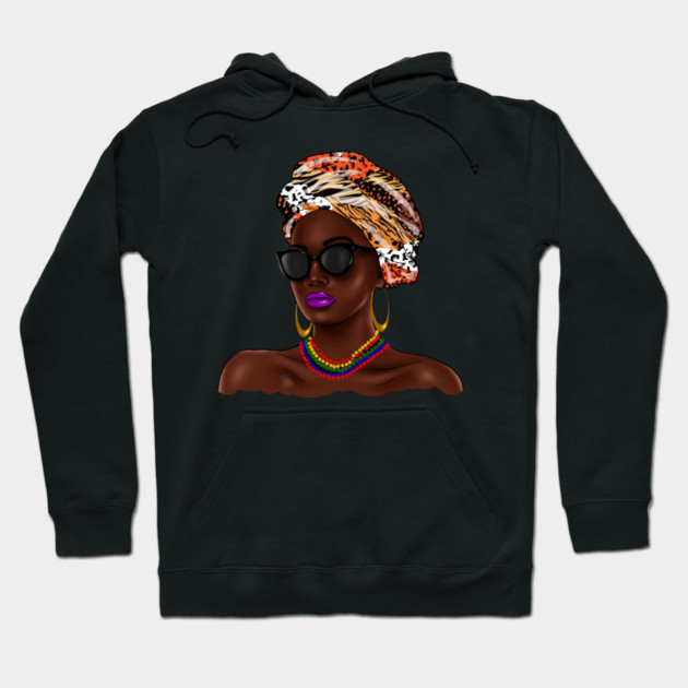 African Melanin Woman, African Pattern, Black Beauty Hoodie by logiamerch