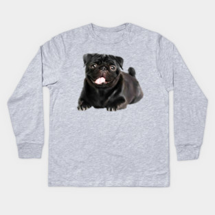 Black Pug Dog, Love Pug Dogs Kids Long Sleeve T-Shirt