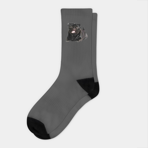 Black Pug Dog, Love Pug Dogs Socks by logiamerch