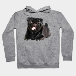 Black Pug Dog, Love Pug Dogs Hoodie