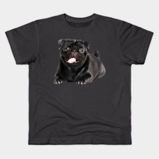Black Pug Dog, Love Pug Dogs Kids T-Shirt