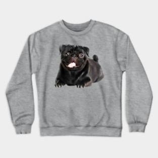 Black Pug Dog, Love Pug Dogs Crewneck Sweatshirt