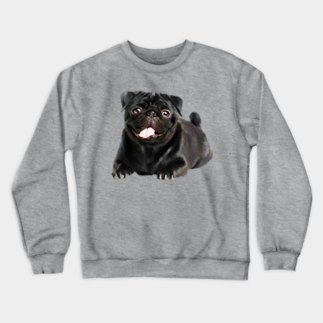 Black Pug Dog, Love Pug Dogs Crewneck Sweatshirt by logiamerch
