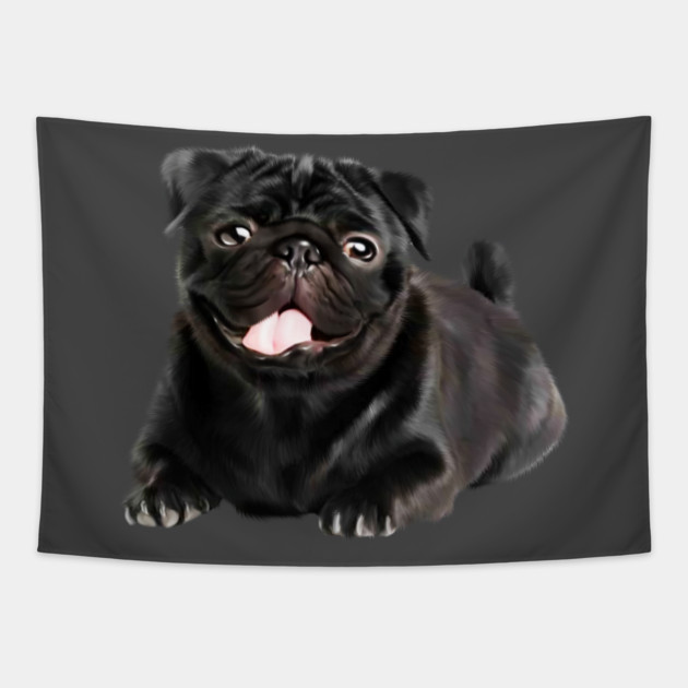 Black Pug Dog, Love Pug Dogs Tapestry by logiamerch