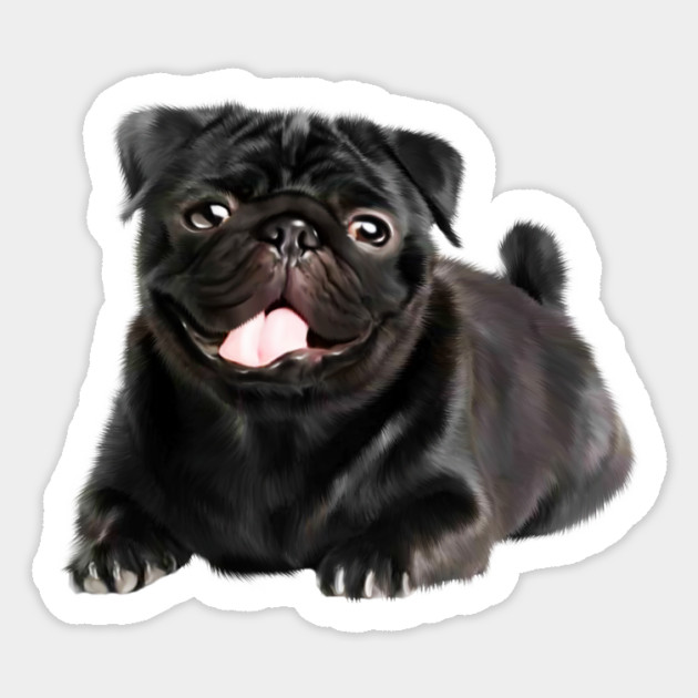 Black Pug Dog, Love Pug Dogs Sticker by logiamerch