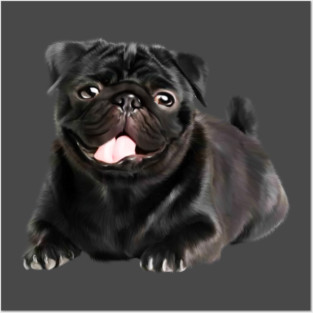 Black Pug Dog, Love Pug Dogs Posters and Art