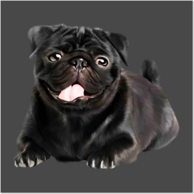 Black Pug Dog, Love Pug Dogs Wall Art by logiamerch