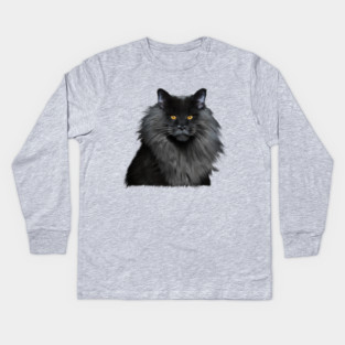 Black Main Coon Cat, Love Main Coon Cats Kids Long Sleeve T-Shirt