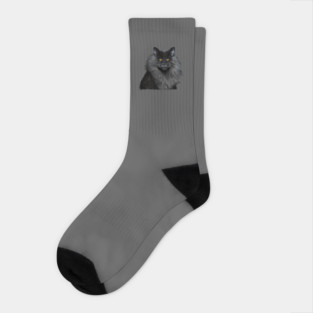 Black Main Coon Cat, Love Main Coon Cats Socks