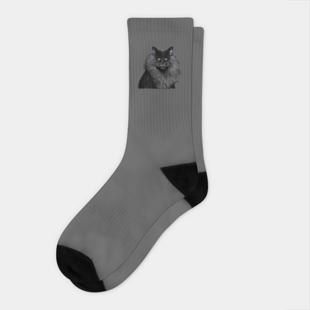 Black Main Coon Cat, Love Main Coon Cats Socks by logiamerch