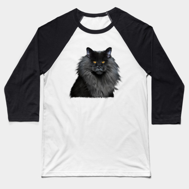 Black Main Coon Cat, Love Main Coon Cats Baseball T-Shirt by logiamerch
