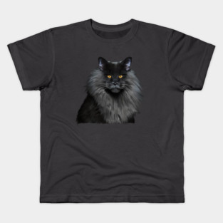 Black Main Coon Cat, Love Main Coon Cats Kids T-Shirt