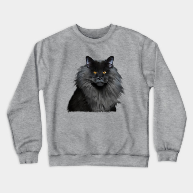 Black Main Coon Cat, Love Main Coon Cats Crewneck Sweatshirt by logiamerch