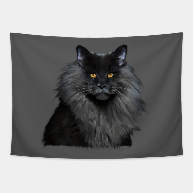 Black Main Coon Cat, Love Main Coon Cats Tapestry by logiamerch