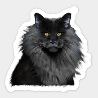 Black Main Coon Cat, Love Main Coon Cats Sticker