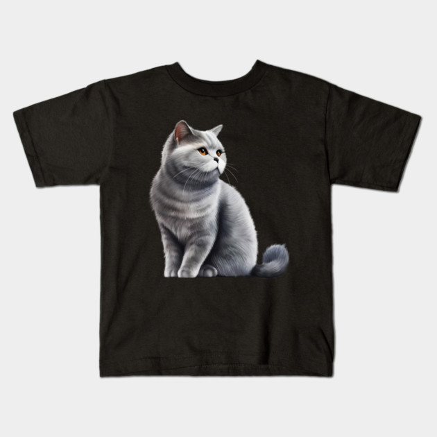British Shorthair Cat, Love British Shorthair Cats Kids T-Shirt by logiamerch