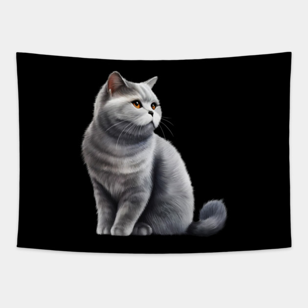 British Shorthair Cat, Love British Shorthair Cats Tapestry by logiamerch