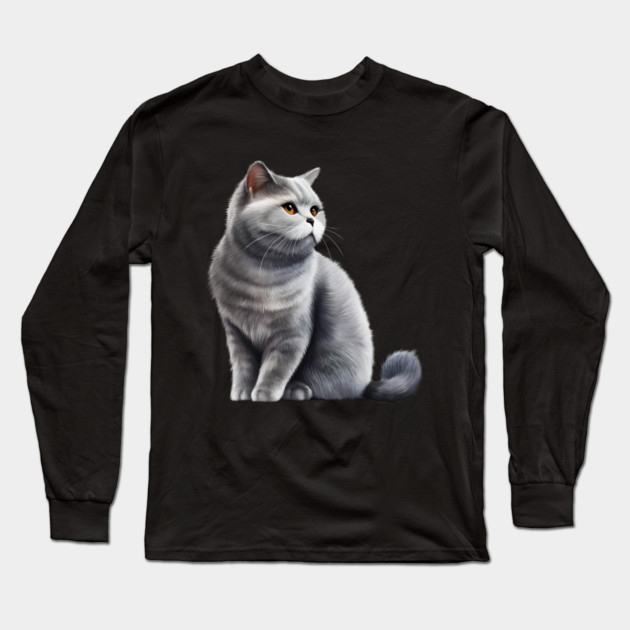 British Shorthair Cat, Love British Shorthair Cats Long Sleeve T-Shirt by logiamerch