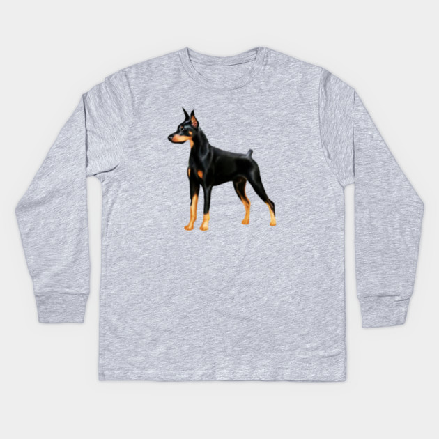 Doberman Dog, Love Doberman Dogs Kids Long Sleeve T-Shirt by logiamerch