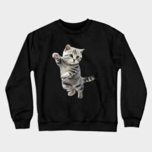 Cute Playful Kitten, Cat Lover Crewneck Sweatshirt