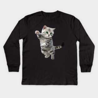 Cute Playful Kitten, Cat Lover Kids Long Sleeve T-Shirt