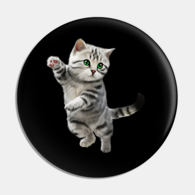 Cute Playful Kitten, Cat Lover Pin by logiamerch