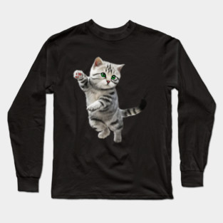 Cute Playful Kitten, Cat Lover Long Sleeve T-Shirt