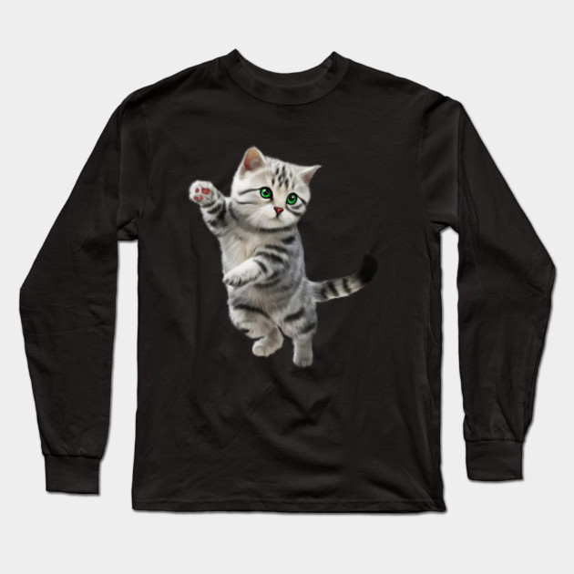 Cute Playful Kitten, Cat Lover Long Sleeve T-Shirt by logiamerch
