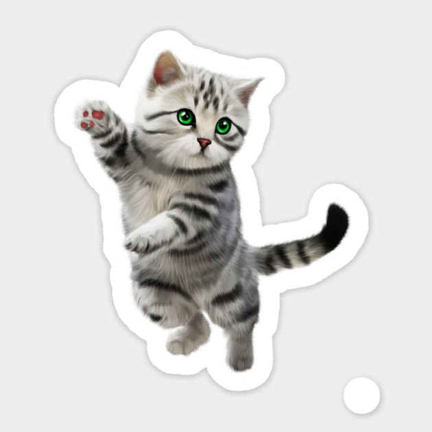 Cute Playful Kitten, Cat Lover Sticker by logiamerch
