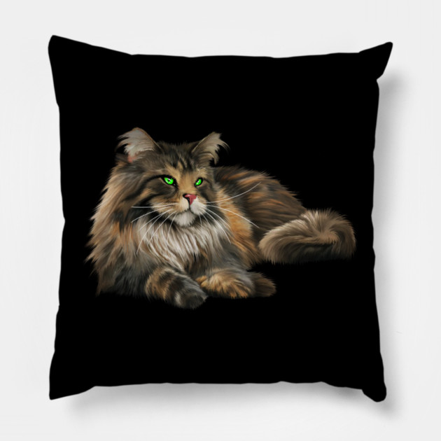 Main Coon Cat, Main Coon Lover Pillow by logiamerch