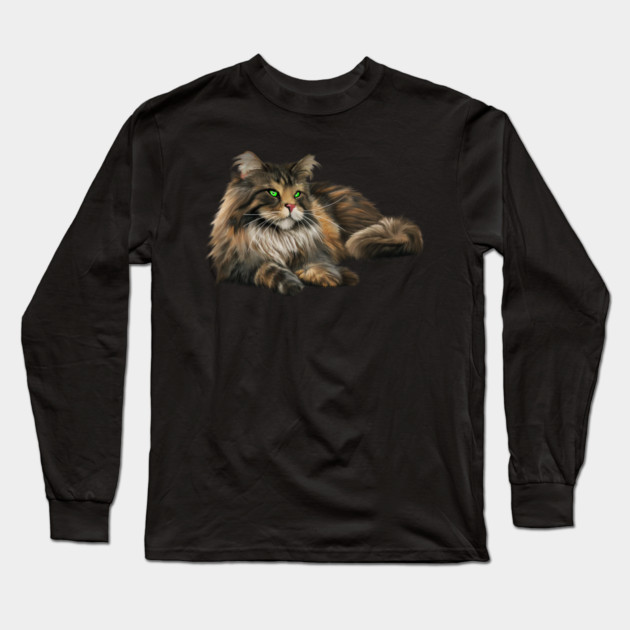 Main Coon Cat, Main Coon Lover Long Sleeve T-Shirt by logiamerch