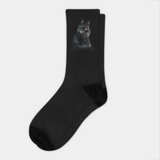 Black Main Coon Cat, Cat Lover Socks