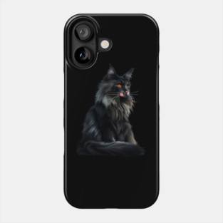 Black Main Coon Cat, Cat Lover Phone Case