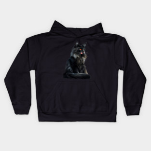 Black Main Coon Cat, Cat Lover Kids Hoodie