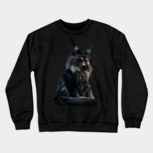 Black Main Coon Cat, Cat Lover Crewneck Sweatshirt