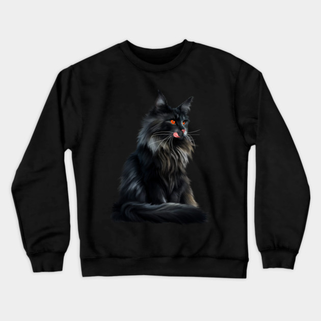Black Main Coon Cat, Cat Lover Crewneck Sweatshirt by logiamerch