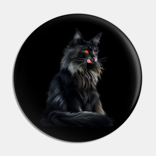 Black Main Coon Cat, Cat Lover Pin by logiamerch